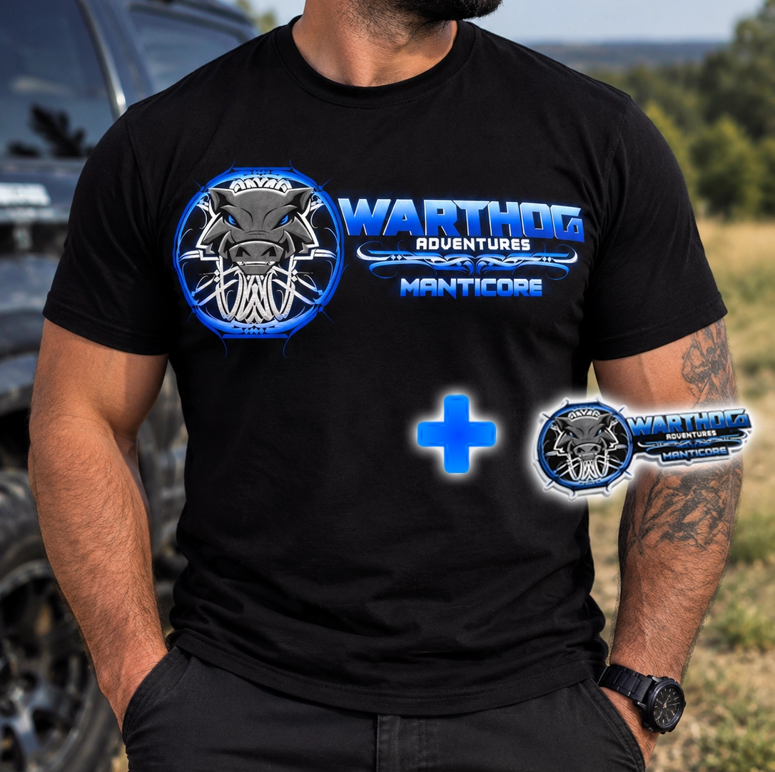 T‑shirt  + stickers Warthog Adventures – Manticore
